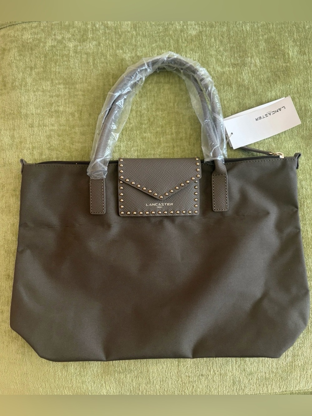 NWT Lancaster Paris Olive Tote with Studded Flap